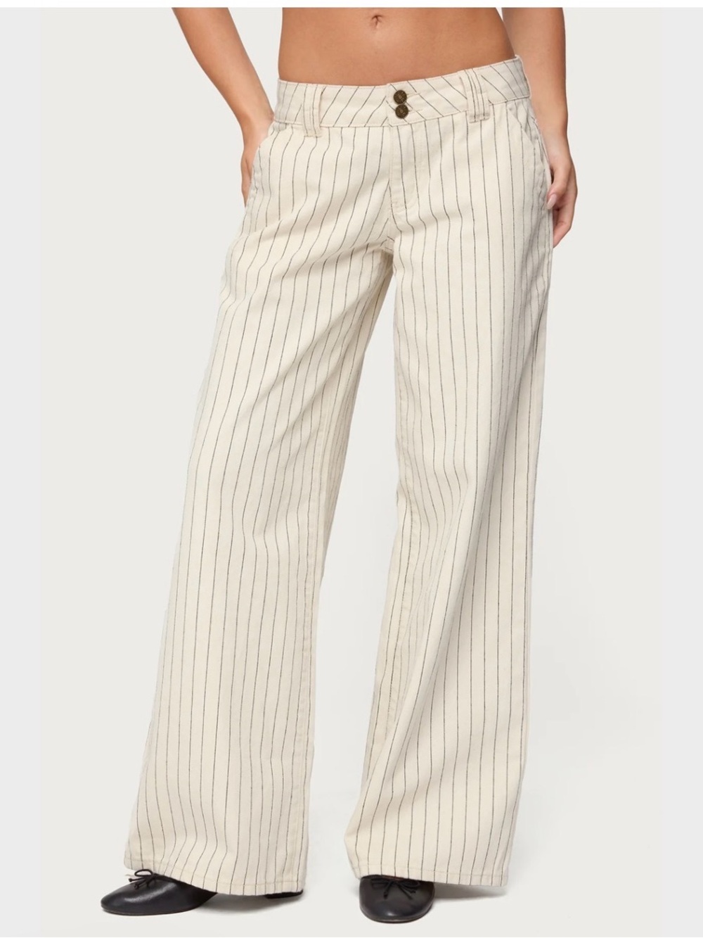 Edikted Cory Striped Low Rise Baggy Jeans NWT